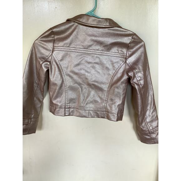 Limited Too Kids Girls Moto Faux Leather Jacket Pink Zip Crop Size 7 8 - Picture 2 of 3
